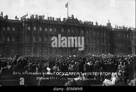 9RD 1914 8 2 A1 2 e lo Zar Nicola Proclamazione della guerra 1914 Grande guerra 1914 18 la Russia dichiara guerra 2 Agosto 20 LUGLIO O S 1914 Tsar Nic Foto Stock