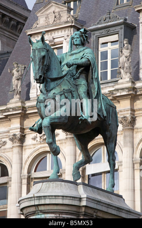 Statua di Etienne Marcel di Antonin Idrac vicino al Hotel de Ville Parigi Francia Foto Stock
