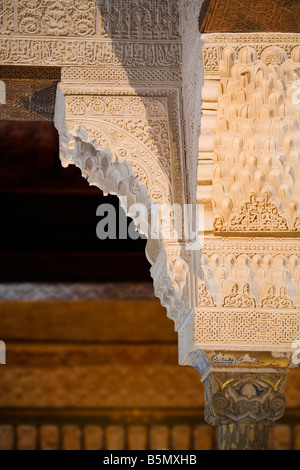 Detailed arabesque in the Mexuar in La Alhambra Granada, Spain. Stock Photo