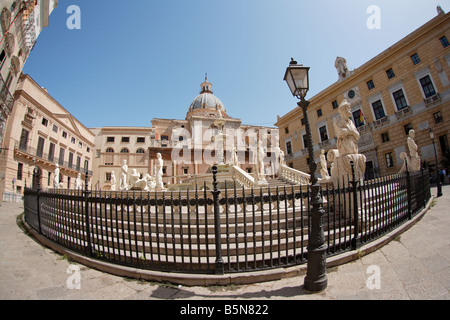 Piazza Pretoria, Fontana Pretoria, Palermo, Sicilia Foto Stock