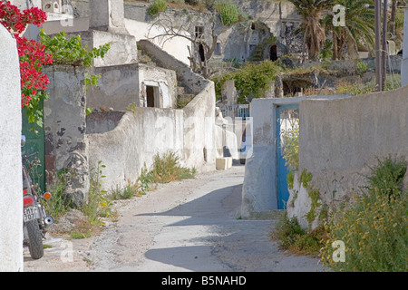 Street nel villaggio di Imerovigli, Santorini Foto Stock