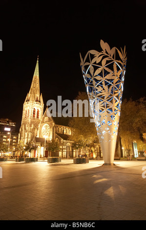 Cattedrale Chiesa di Cristo e il calice, la piazza della cattedrale, Christchurch, Nuova Zelanda - prima di febbraio 22, 2011 terremoto Foto Stock