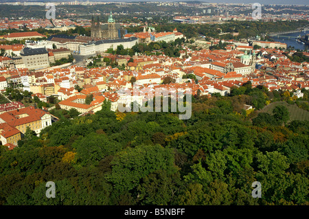 Panorama di Hradcany su Mala Strana di Praga Repubblica Ceca Foto Stock