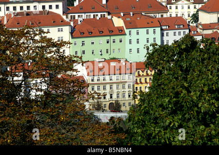 Vista dalla torre di osservazione a Praga Foto Stock