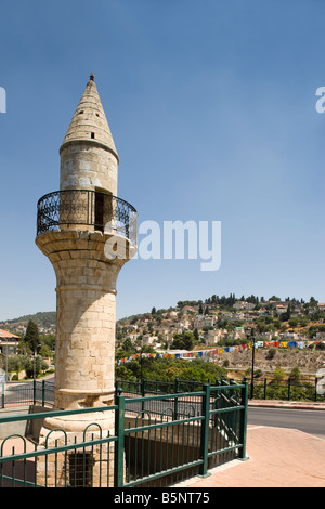 La moschea MINERET SAFED vecchio villaggio sulla collina Galilea superiore ISRAELE Foto Stock