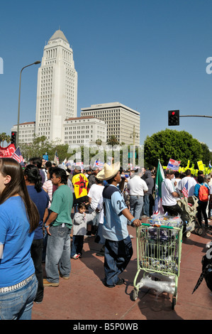 Il 1 maggio le dimostrazioni nel centro di Los Angeles, California, 2008 Foto Stock