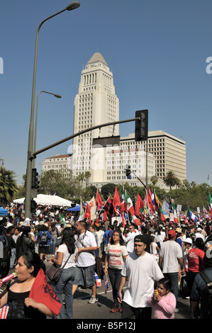 Il 1 maggio le dimostrazioni nel centro di Los Angeles, California, 2008 Foto Stock