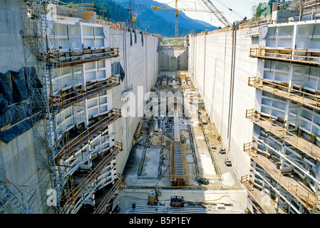 Nuova costruzione di bloccaggio Bonneville Dam. Foto Stock