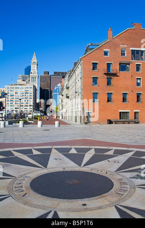 Bussola su Long Wharf Boston Massachusetts, STATI UNITI D'AMERICA Foto Stock