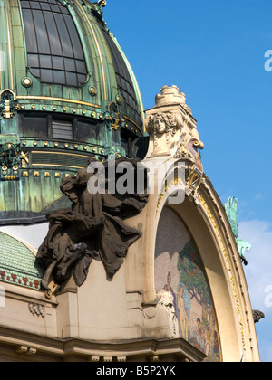 Cupola Obecni Dum Casa Municipale Nove Mesto Praga REPUBBLICA CECA Foto Stock