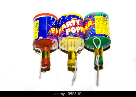 Tre Party poppers Foto Stock