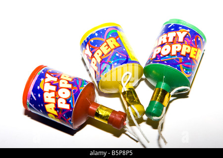 Tre Party poppers Foto Stock