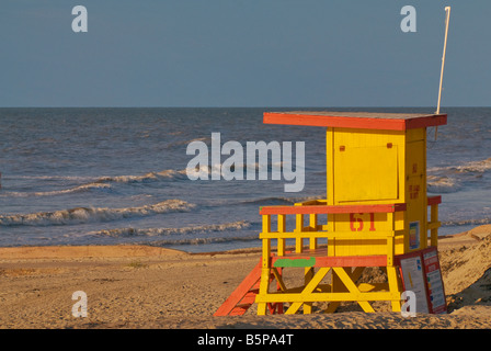 Stazione bagnino sulla spiaggia a Galveston Texas USA Foto Stock