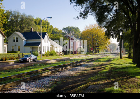 Ferrovia nello Iowa Foto Stock