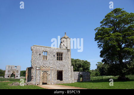 Vecchio rudere del rivellino e Castello Baconsthorpe Norfolk Inghilterra Foto Stock