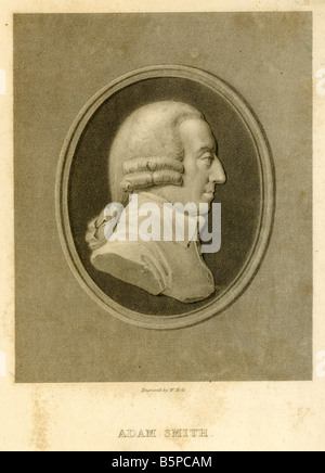 Antica incisione di Adam Smith. Foto Stock