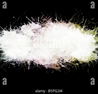 Acquerello invecchiato con sfondo dettagliato schizza inchiostro sbiadito colori Arcobaleno striscia centrale composizione Foto Stock