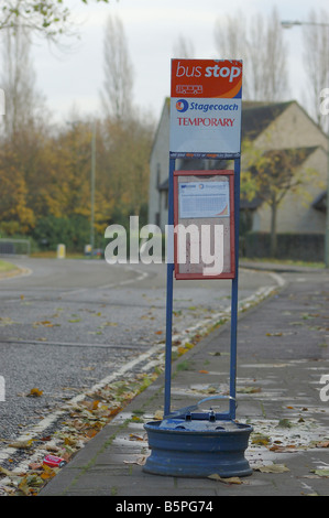 Bus temporaneo stop Foto Stock