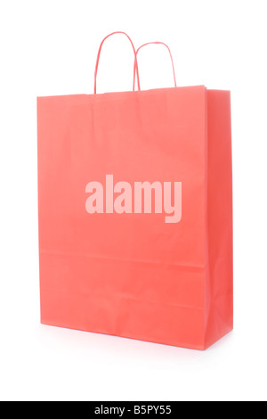Red shopping bag isolati su sfondo bianco Foto Stock