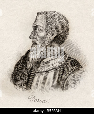 Andrea Doria o D'Oria, Principe di Melfi, 1466 - 1560. Condottiere e ammiraglio genovesi. Dal libro Crabbe's Historical Dictionary, pubblicato nel 1825. Foto Stock