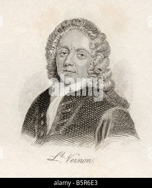 Edward Vernon, 1684 - 1757. Ufficiale navale inglese. Dal libro Crabbe's Historical Dictionary, pubblicato nel 1825. Foto Stock