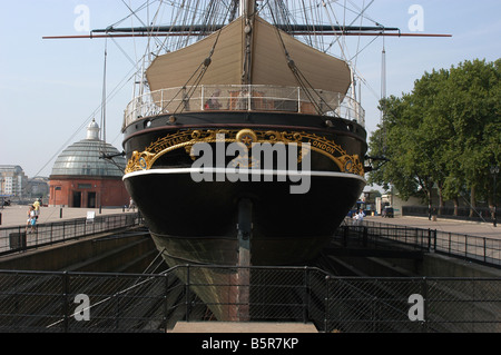 Il cutty sark Tall Ship a Greenwich dry dock prima di fuoco Foto Stock