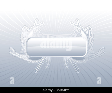 Illustrazione vettoriale di un astratto swirly sfondo con centrale ali funky e moderna lucida telaio argento Foto Stock