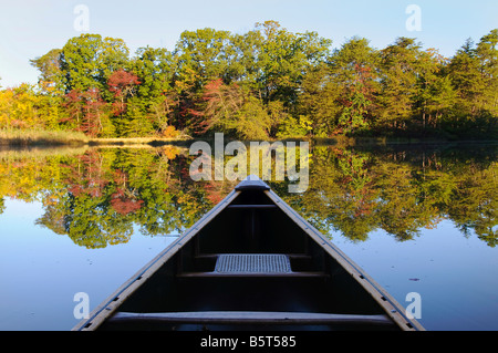 Canoa su Cypress Creek un affluente della baia di Chesapeake nel Maryland, Stati Uniti d'America Foto Stock