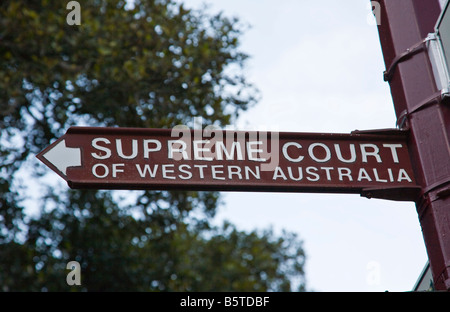 Segno posto per la Corte Suprema del Western Australia Perth Foto Stock