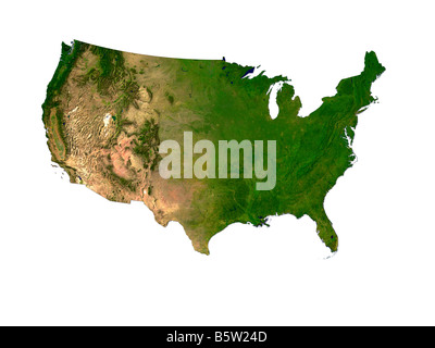 Immagine dal satellite degli Stati Uniti d'America isolata su sfondo bianco Foto Stock