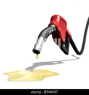 Ultime gocce di benzina proveniente da una stazione di gas ugello illustrazione isolato su sfondo bianco Foto Stock