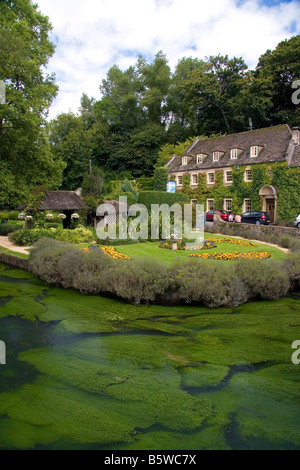 Allevamento di Trote nel villaggio di Bibury Gloucestershire in Inghilterra Foto Stock