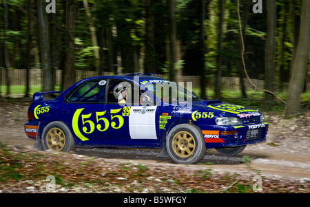 1995 Subaru Impreza WRC con driver di Calum MacLeod, a Goodwood Festival della velocità, Sussex, Regno Unito Foto Stock