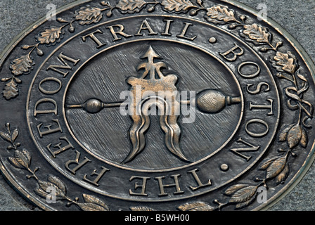 Libertà segnavia sul self-guidate sentiero a piedi nel centro cittadino di Boston, Stati Uniti d'America Foto Stock