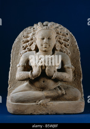 Devoto del signore Shiva classica indiana arenaria scultura 5-6secolo Uttar Pradesh. Museo Nazionale di Nuova Delhi India Foto Stock