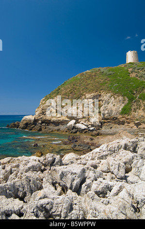 Torre Chia torre costiera Domus De Maria Sardegna Italia Foto Stock