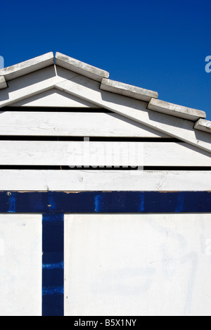 Bianco e blu Beach Hut Sant Pol de Mar Costa Brava Catalogna Spagna Foto Stock