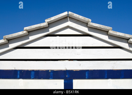 Bianco e blu Beach Hut Sant Pol de Mar Costa Brava Catalogna Spagna Foto Stock