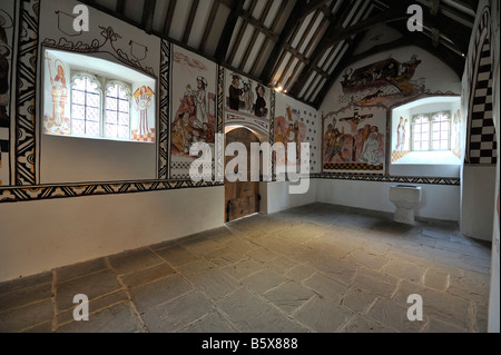 Interno, St Teófilo la chiesa, Museum of Welsh Life, St Fagans, Cardiff, Galles, Regno Unito, Gran Bretagna Foto Stock