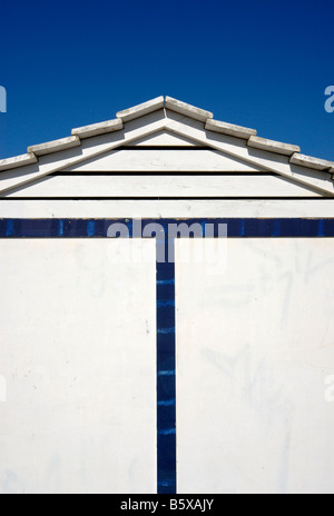 Bianco e blu Beach Hut Sant Pol de Mar Costa Brava Catalogna Spagna Foto Stock