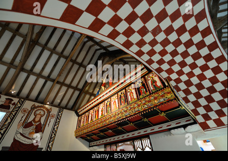 Interno, St Teófilo la chiesa, Museum of Welsh Life, St Fagans, Cardiff, Galles, Regno Unito, Gran Bretagna Foto Stock