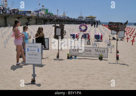 Arlington West a Santa Monica Beach come visto 26 Maggio 2008 Foto Stock