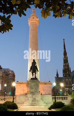 Architetto Robert Mills 1829 monumento dedicato a George Washington in Mount Vernon Distretto di Baltimora Maryland Foto Stock