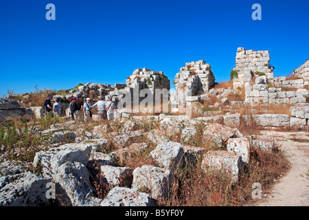 Castello Eurialo, costruita per proteggere Siracusa nel 402 A.C. Siracusa, Sicilia Foto Stock