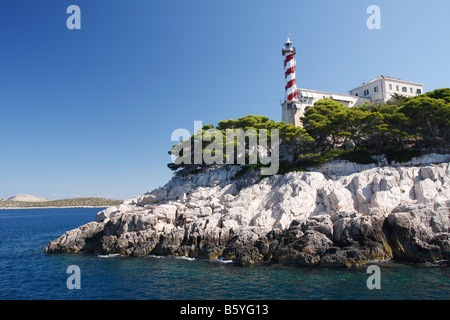 Faro sulle isole di Kornati, Croazia. Foto Stock