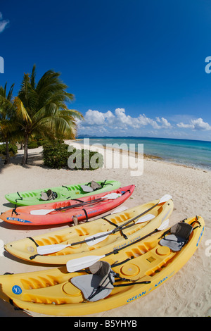 Kayak oceanici su Shoal Bay West Beach sull'isola caraibica di Anguilla nel British West Indies Foto Stock
