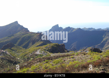 Punto di vedetta sulla strada per il villaggio di Masca, Il Teno, Tenerife, Isole Canarie, Spagna Foto Stock