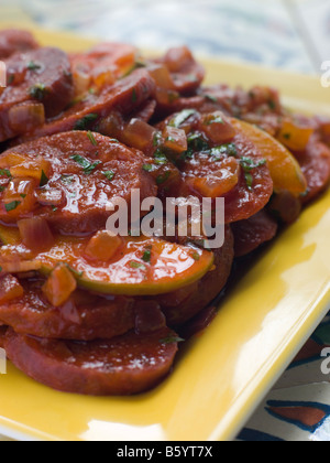 Il salame chorizo di mele e il sidro di mele Foto Stock