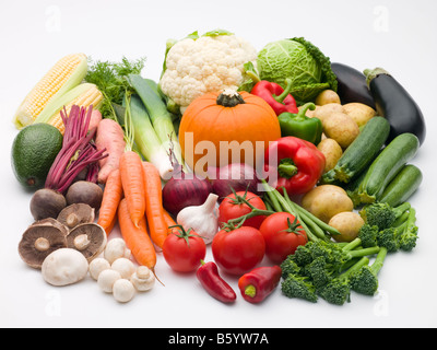 Selezione di verdure fresche Foto Stock