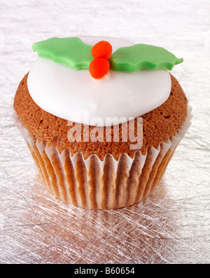Natale HOLLY CUPCAKE Foto Stock